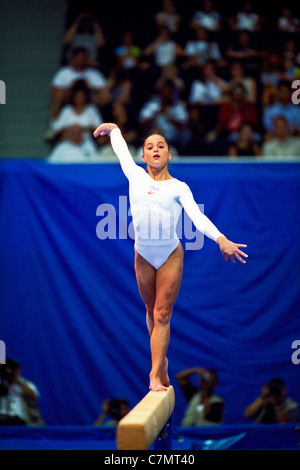 Dominique Moceanu (USA) competing at the 1998 Goodwill Games. Stock Photo