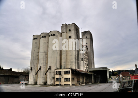 Disused Industrial Storage containers and Factory in  Vic-sur-Aisne Picardy France Stock Photo