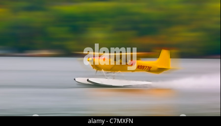 Seaplane landing on Keuka Lake at Hammondsport New York Seaplane Homecoming sponsored by the Glenn Curtis Museum Stock Photo