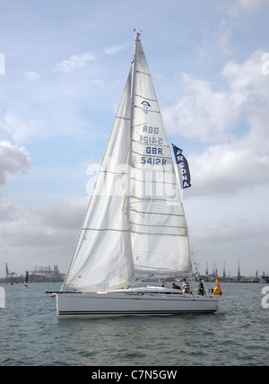 Arcona 410 yacht underway at the Southampton PSP International Boat Show. Stock Photo