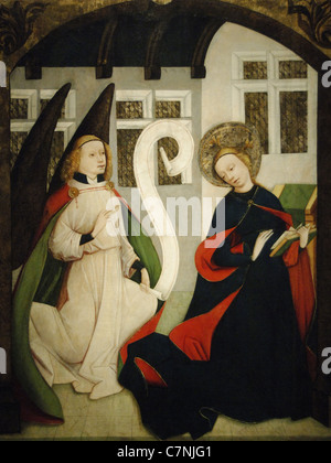The Annunciation. 1450-1460. High Altar from the Church of Virgin Mary. Wing panel. Stock Photo