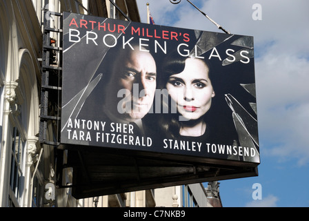 Large billboard promoting Arthur Miller's play Broken Glass, London, England Stock Photo