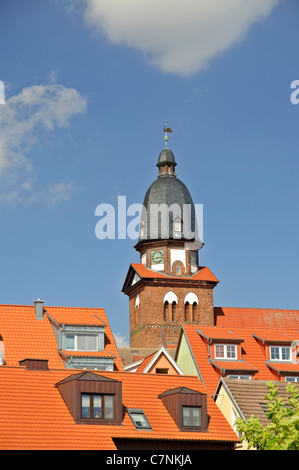 Rooftops of Waren, Mueritz, Mecklenburg Western Pomerania, Germany. Stock Photo