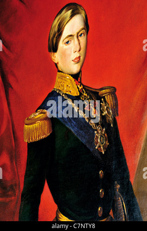 Portugal, Lisbon: Oil portrait of young king Pedro V. in the gallery of the Nacional Carriage Museum in Belém