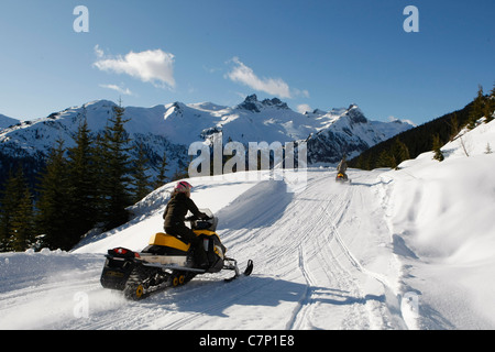 snowmobile tour in Whistler British Columbia Stock Photo