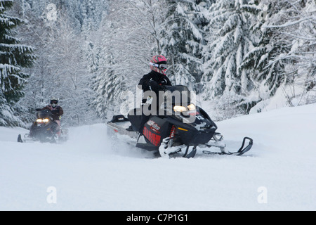 snowmobile tour in Whistler British Columbia Stock Photo