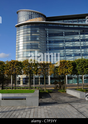 Glass building of modern construction in Glasgow city centre. Stock Photo