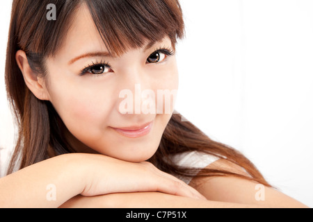 beautiful woman face isolated Stock Photo