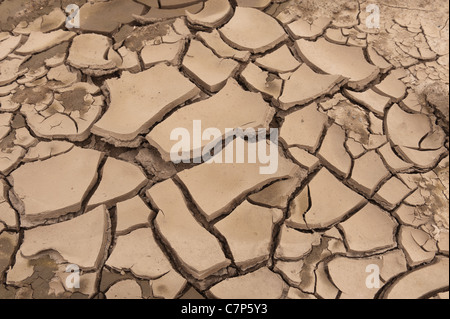 Drought dried mud soil creating difficult structure for crops to grow through Stock Photo