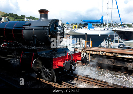 Steam locomotive 'Torquay Manor' at Kingswear on the Paignton to Dartmouth Steam Railway, Dartmouth, Devon, England, UK. Stock Photo