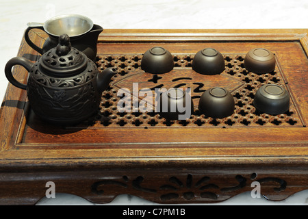 Chinese traditional culture - gongfu tea set with teapot and teacups Stock Photo