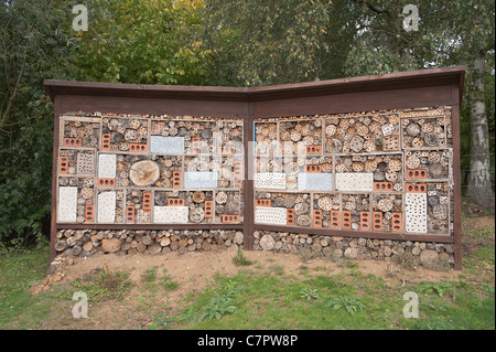 Mini beast man made habitat shelter to aid conservation of insects invertebrates Stock Photo