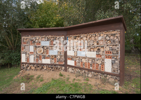 Mini beast man made habitat shelter to aid conservation of insects invertebrates Stock Photo