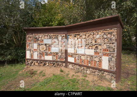 Mini beast man made habitat shelter to aid conservation of insects invertebrates Stock Photo