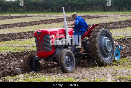 Tractor ploughing in the British Countryside Stock Photo