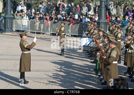 Ceremony of changing of the guard in front of La Moneda (the presidential palace), in Santiago, Chile Stock Photo