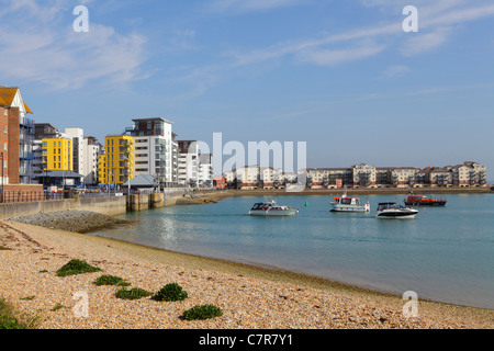Seafront development outer Sovereign Harbour, Eastbourne, Sussex, UK, GB Stock Photo