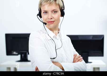 Portrait of customer service operator looking at camera Stock Photo