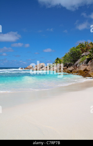 Unspoilt beach at Anse Cocos La Digue Island The Seychelles Stock Photo ...