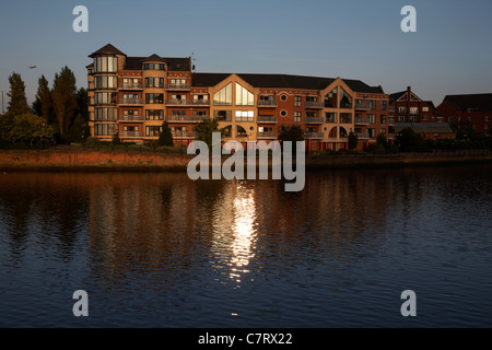 Greggs Quay modern waterfront apartments on the River Lagan, Belfast, Northern Ireland, UK. Stock Photo