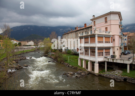 The river Aude at Quillan, near Limoux, France Stock Photo