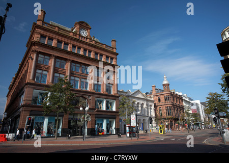 Bank Buildings at Castle Junction and Royal Avenue shopping area, Belfast, Northern Ireland, UK. Stock Photo