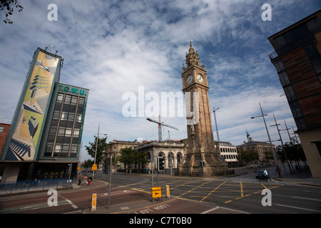 The Albert Memorial Clock tower in Queens Square, Belfast, Northern Ireland, UK.