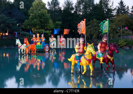 'The magic of lanterns' magnificent exhibition at the Chinese garden of Montreal Botanical Garden. Stock Photo