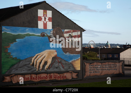 loyalist red hand of ulster legend murals in the Lower Shankill Road ...