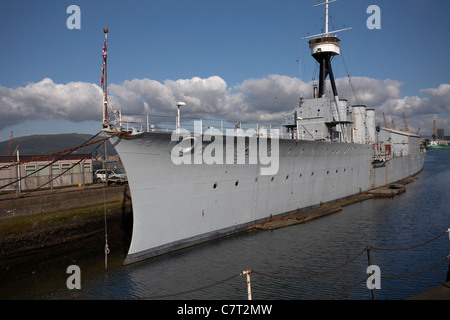 HMS Caroline now the national museum of the royal navy at the Alexandra Dock, Belfast, Northern Ireland, UK. Stock Photo