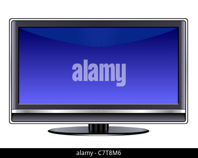 Plasma TV silver monitor Flat LCD isolated on white background. Stock Photo
