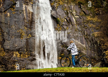 Switzerland, Canton Ticino, Vallemaggia, Bignasco waterfall Stock Photo