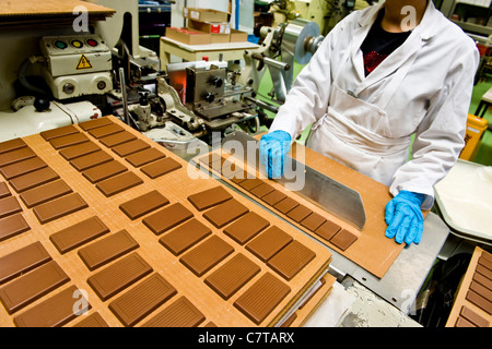 Switzerland, Giubiasco, Stella chocolate factory, making chocolate candy Stock Photo
