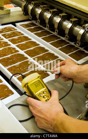 Switzerland, Giubiasco, Stella chocolate factory, making chocolate candy Stock Photo
