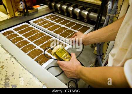Switzerland, Giubiasco, Stella chocolate factory, making chocolate candy Stock Photo