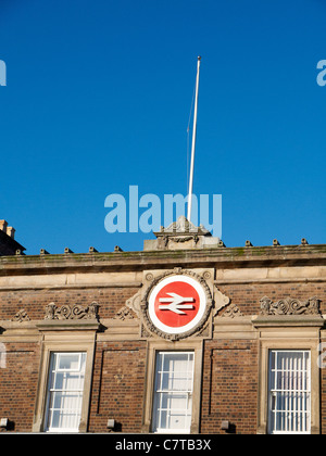 British Rail logo on railway station building Stock Photo