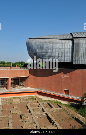 Rome. Italy. Auditorium, Parco della Musica, designed by Renzo Piano & the remains of an ancient roman villa. Stock Photo