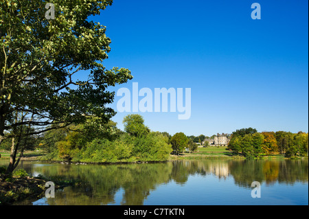 Bretton Hall from across the Lower Lake, Yorkshire Sculpture Park, Wakefield, West Yorkshire, England, UK Stock Photo