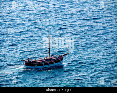 Boat off the Lapad Peninsular near Dubrovnic in Croatia Stock Photo