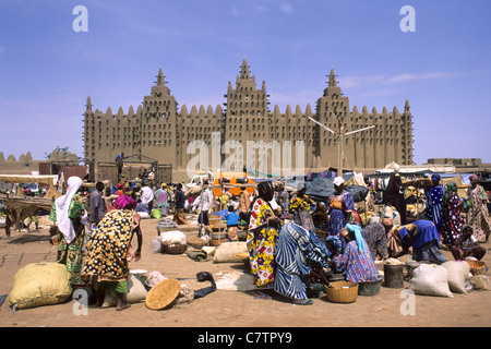 Mali, Djenné, the great mosque and the market Stock Photo