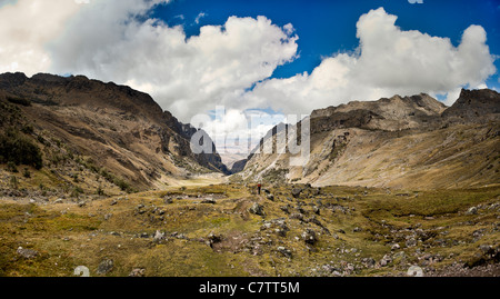 Panoramic scenery from the Lares Trek to Machu Picchu Stock Photo