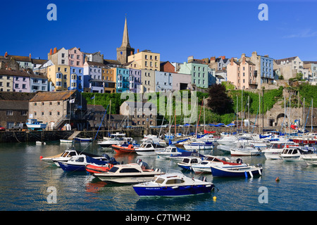 Boats in Tenby Harbour Tenby Pembrokeshire Wales Stock Photo