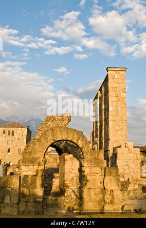 Italy, Valle D'Aosta, Aosta, Roman Theatre Stock Photo