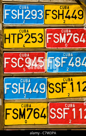 Cuba, Trinidad, car plates Stock Photo