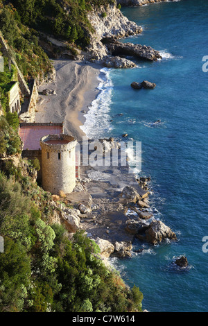 Italy, Campania, The beach of Conca dei Marini along the Amalfitana coast Stock Photo