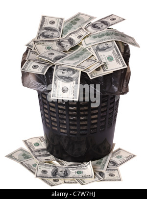 Money dollar in bin. Business concept. Stock Photo