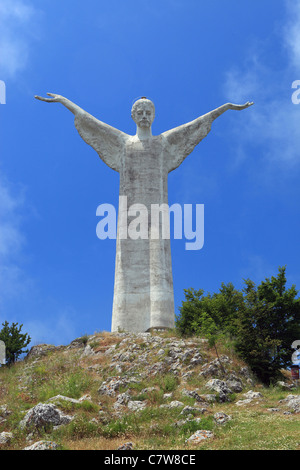 Italy, Basilicata, Maratea, Jesus Christ Redentore Statue on San Biagio Mount Stock Photo