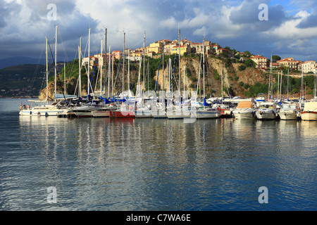 Italy, Campania, Cilento, Agropoli Village and Harbour Stock Photo