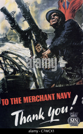 TO THE MERCHANT NAVY - THANK YOU  Second World War British poster Stock Photo