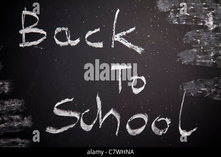 Back to school - inscription on blackboard Stock Photo